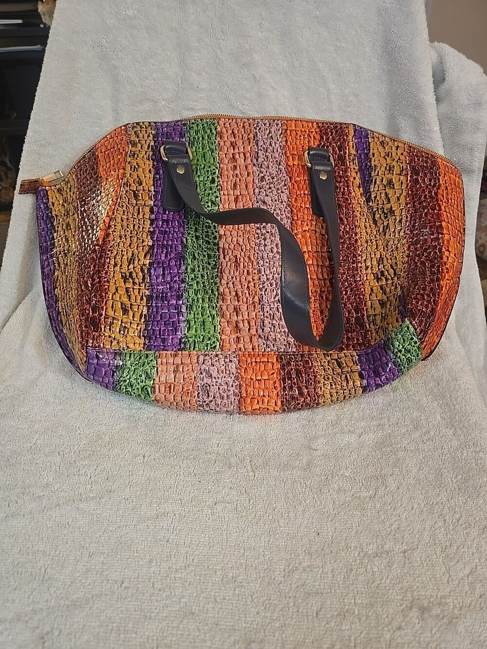 Sondra Roberts Squared Multicolored Faux Leather Shoulder Bag Handbag Purse